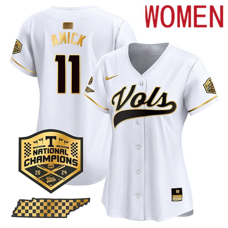 Women Tennessee Volunteers #11 Amick White 2024 Nike Champions Vapor Premier Limited NCAA Jersey style 1->women nfl jersey->Women Jersey